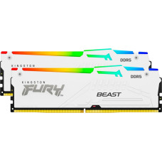 Kingston FURY DDR5 - 64GB - 6000 - CL - 30 (2x 32 GB) dual kit, RAM (white, KF560C30BWEAK2-64, FURY Beast RGB, INTEL XMP, AMD EXPO)