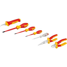 Bosch VDE tool set mixed, 7-piece (red/yellow, side cutters, needle-nose pliers, 4 screwdrivers, stripping knife)