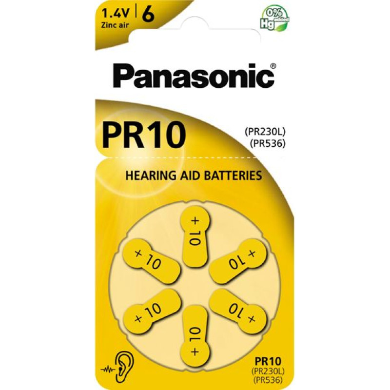 Panasonic PR 10 Zinc Air 6 pcs. Hearing Aid Cells