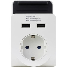 REV USB Charger Dual with Storage Tray, white