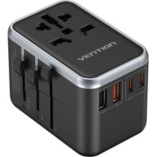 Vention FJFB0 GaN 2xUSB-C 2xUSB-A Universal Travel Adapter 65W (black)