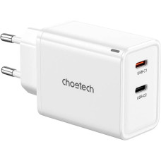 Choetech PD6013, GaN, 2x USB-C, PD65W network charger (white)