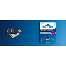 Philips FM64FD70B/00 USB atmintukas 64 GB USB A tipo 2.0 Juoda