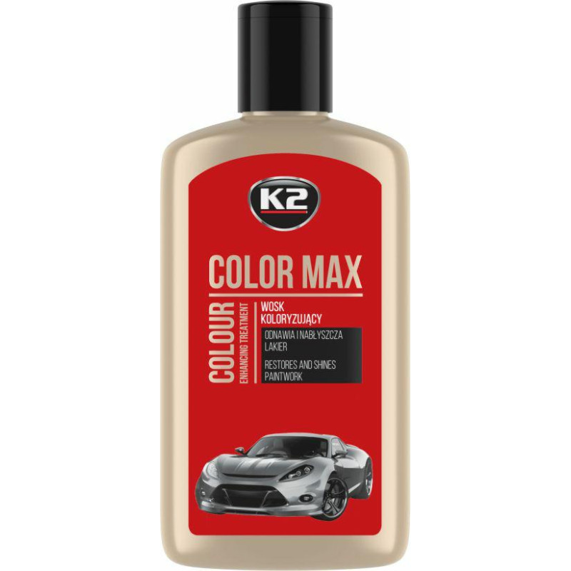 K2 WOSK KOLORYZUJĄCY NABŁYSZCZA I CHRONI COLOR MAX 250 CZEROWONY 250ML