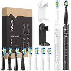 Bitvae Sonic toothbrushes with tips set and 2 holders Bitvae D2+D2 (white and black)