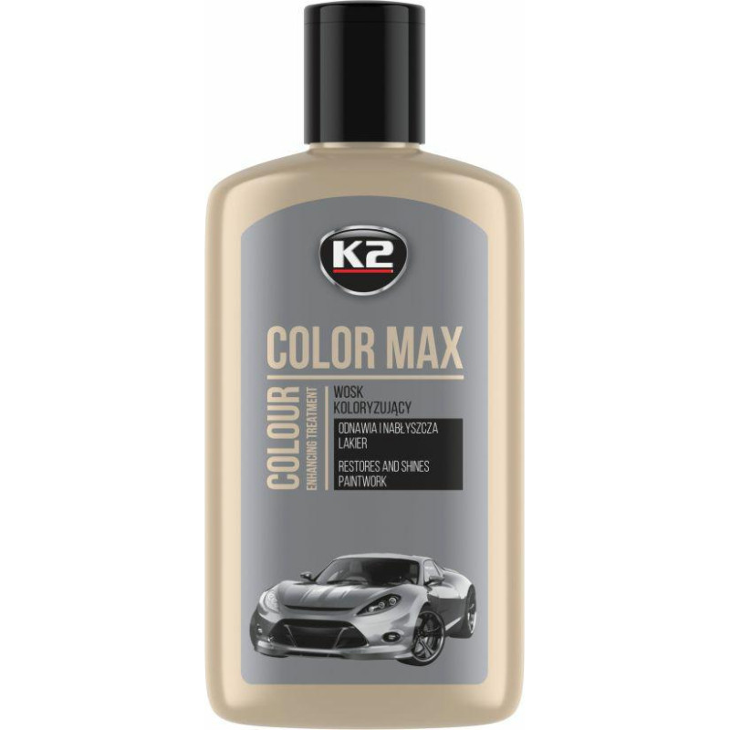 K2 WOSK KOLORYZUJĄCY NABŁYSZCZA I CHRONI COLOR MAX 250 SREBRNY 250ML