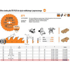 CMT PIŁA UNIWERSALNA HM D=200 F=30 Z=36N K=1,8/1,2 ULTRACIENKA