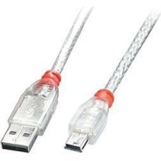 Lindy CABLE USB2 A TO MINI-B 0.5M/TRANSPARENT 41781 LINDY