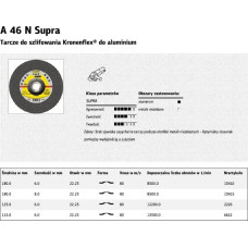 Klingspor TARCZA DO SZLIFOWANIA METALU 125mm x 6,0mm x 22,2mm  A46N Supra ALUM.