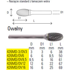 Beta OVAL ROTARY FILE 12MM