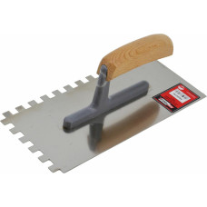 Awtools AW STAINLESS STEEL PLASTERING TROWEL 270mm/ 6mm NOTCHED/ WOODEN HANDLE & NYLON SHANK