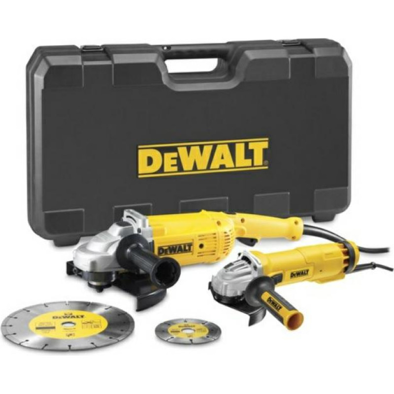 Dewalt ZESTAW SZLIFIEREK KĄTOWYCH 230+125mm (DWE492+DWE4207) +TARCZE DT3711,  DT3731 KUFER