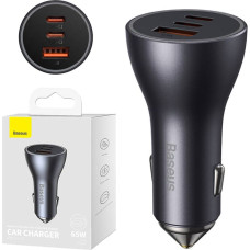 Baseus Car charger Baseus Golden Contactor Pro, 2x USB-C, 1x USB, 65W (grey)