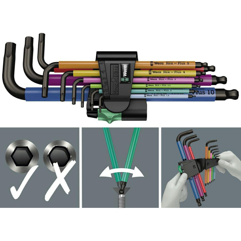 Wera 950/9 Hex-Plus Multicolour 1 - L-key set, metric, BlackLaser