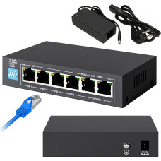 Extralink EUROS V2 | PoE Switch | 4x 100Mb/s PoE/PoE+, 2x RJ45 Uplink 100Mb/s, 60W