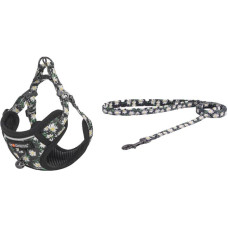 Dogness Cat set Dogness harness and leash (Daisy Black)