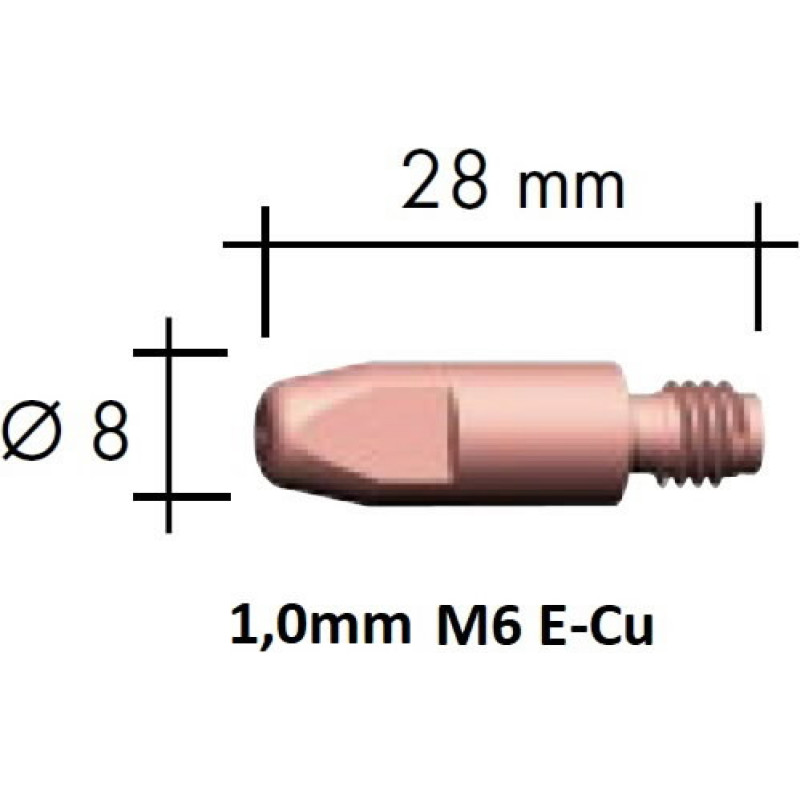 Binzel Kontaktinis antgalis E-Cu M6x28x8 1,0mm, Binzel