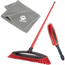 Vileda Pet Pro ALWAYS CLEAN broom box, 3-piece set (red, ALWAYS CLEAN broom + Pet Pro electrostatic brush + Pet Pro microfiber towel XL)