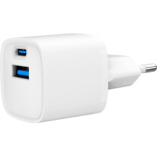 Gembird Mini-ładowarka USB-A USB-C 20W PD QC3.0 biała