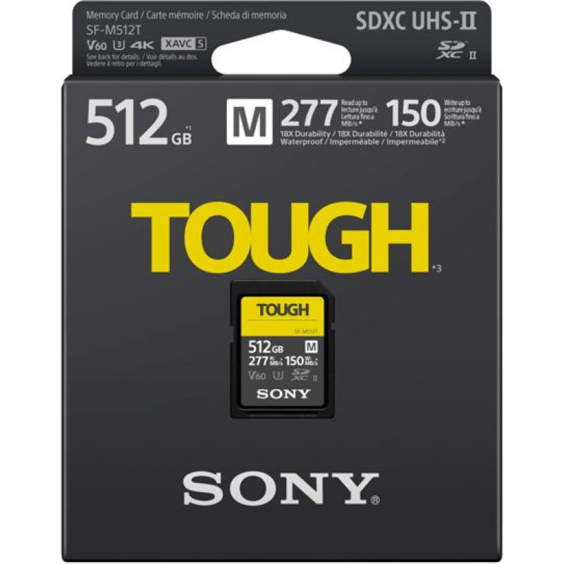 Sony SDXC M Tough series   512GB UHS-II Class 10 U3 V60