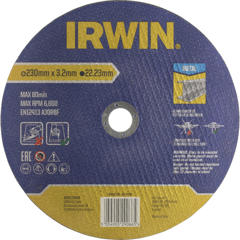 Irwin TARCZA DO CIĘCIA METALU PŁASKA 230mm x 3,2mm x 22,23mm