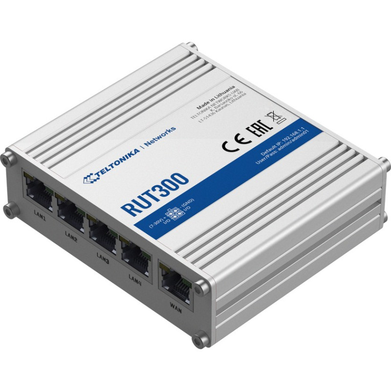 Teltonika RUT300 | Industrial Router | 5x RJ45 100Mb/s, 1x USB, Passive PoE