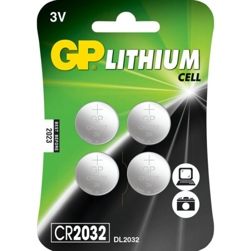 Gp Batteries 1x4 GP CR 2032 Lithium 3V