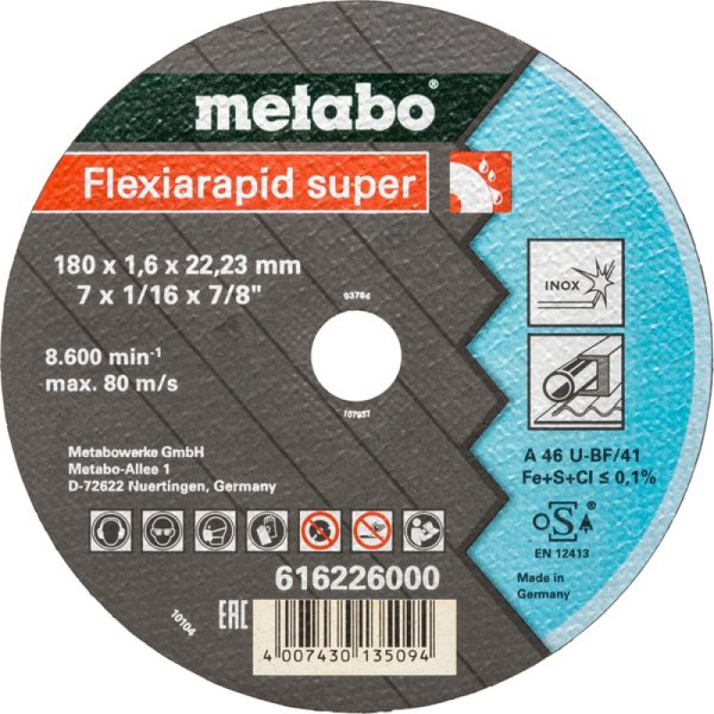 Metabo Flexiarapid super 180x1,6 x22,23 Inox