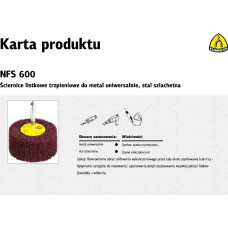 Klingspor ŚCIERNICA LISTKOWA TRZPIENIOWA Z WŁÓKNINY NFS600  60mm x 30mm x 6mm COARSE
