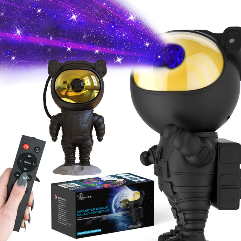 Extralink Starry Sky Projector Galaxy Projector Black | Night lamp, projector | for children, in the shape of an astronaut