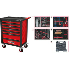 Ks Tools Įrankių vežimėlis RACINGline, 7 stalčiai +515vnt įrankių, KS Tools