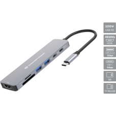 Conceptronic DONN28G knyginių kompiuterių dokas / jungčių replikatorius Vielinis USB 3.2 Gen 1 (3.1 Gen 1) Type-C Pilka
