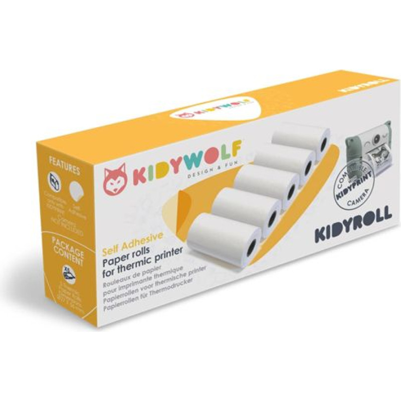 Kidywolf Self Adhesive Paper Rolls for thermic printer 5 pcs.