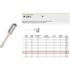 Klingspor FREZ DO METALU HF 100 C FI=9,6x19mm TRZPIEŃ 6mm TYP WRC, WALCOWO-KULISTY