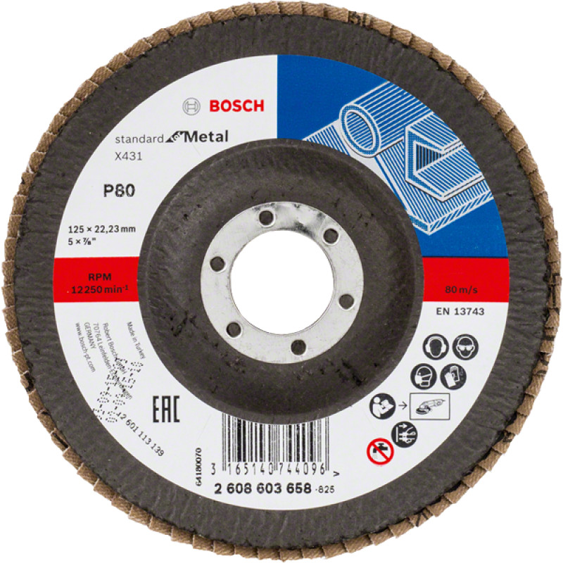 Bosch SHEET BLADE 125MM X431 P 80 STANDARD FOR METAL BLADE