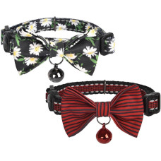 Dogness Collar set Dogness for cats 2 pcs (Daisy Black/Waterproof Red)