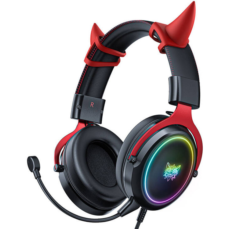 Onikuma X10 gaming headphones Black and red Demona pinks