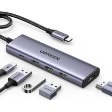 Ugreen 15596 knyginių kompiuterių dokas / jungčių replikatorius Vielinis USB 3.2 Gen 1 (3.1 Gen 1) Type-A + Type-C Aliuminis