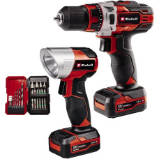 Einhell Cordless Drill TE-CD 12/1 +22+CL, 12V (red/black, 2x Li-Ion battery 2Ah, 22-piece bit and drill set + battery light)