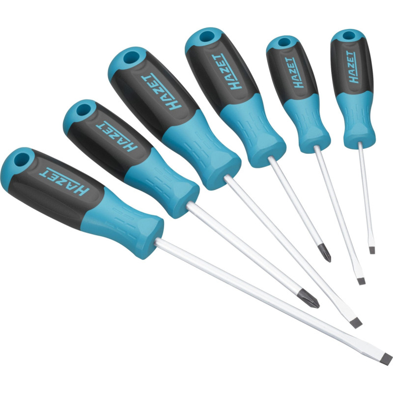 Hazet screwdriver set 811/6, 6-piece (blue/black, non-slip HAZET 3-component handle)