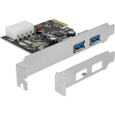 Delock PCIe x1 card to 2x ext. USB 3.2 Gen 1, USB controller (4-pin power connector)