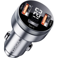 Essager Car Charger 2xUSB-A+USB-C 80W Essager LED (grey)