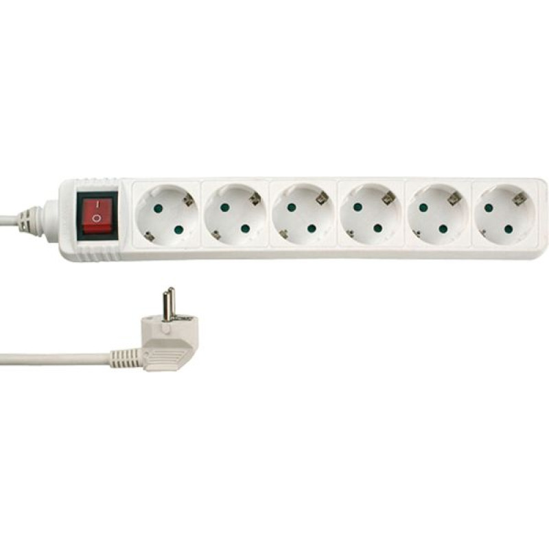 REV Socket line 6-fold 1,4 m w. switch white