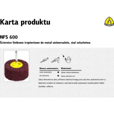 Klingspor ŚCIERNICA LISTKOWA TRZPIENIOWA Z WŁÓKNINY NFS600  80mm x 50mm x 6mm COARSE