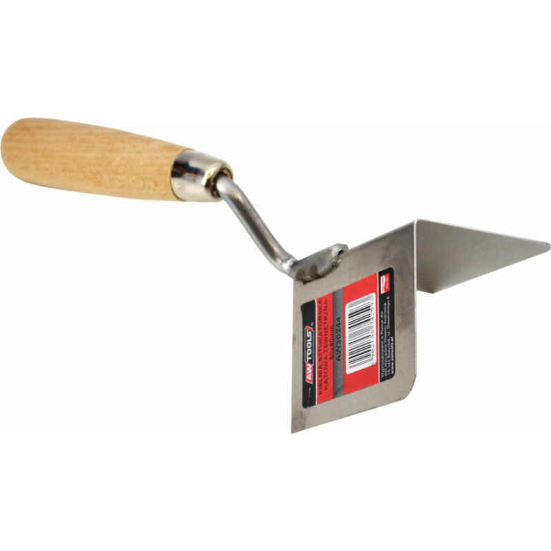 Awtools AW STAINLESS STEEL PLASTERING CORNER TROWEL 60x80mm/ WOODEN HANDLE