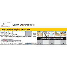 Milwaukee BRZESZCZOT DO PIŁY SZABLASTEJ 150/4,2mm HCS 3szt.  DREWNO / PCV