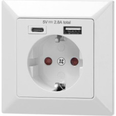 Orno GNIAZDO POJEDYNCZE 2P+Z USB-A +