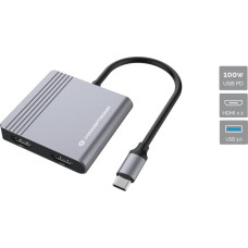 Conceptronic DONN13G knyginių kompiuterių dokas / jungčių replikatorius Vielinis USB 3.2 Gen 1 (3.1 Gen 1) Type-C Pilka