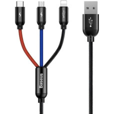 Baseus 3in1 Cable USB-C / Lightning / Micro 3,5A 0,3m (Black)