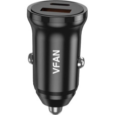 Vipfan Car charger VFAN C03, USB + USB-C, 20W, PD + QC 3.0 (black)